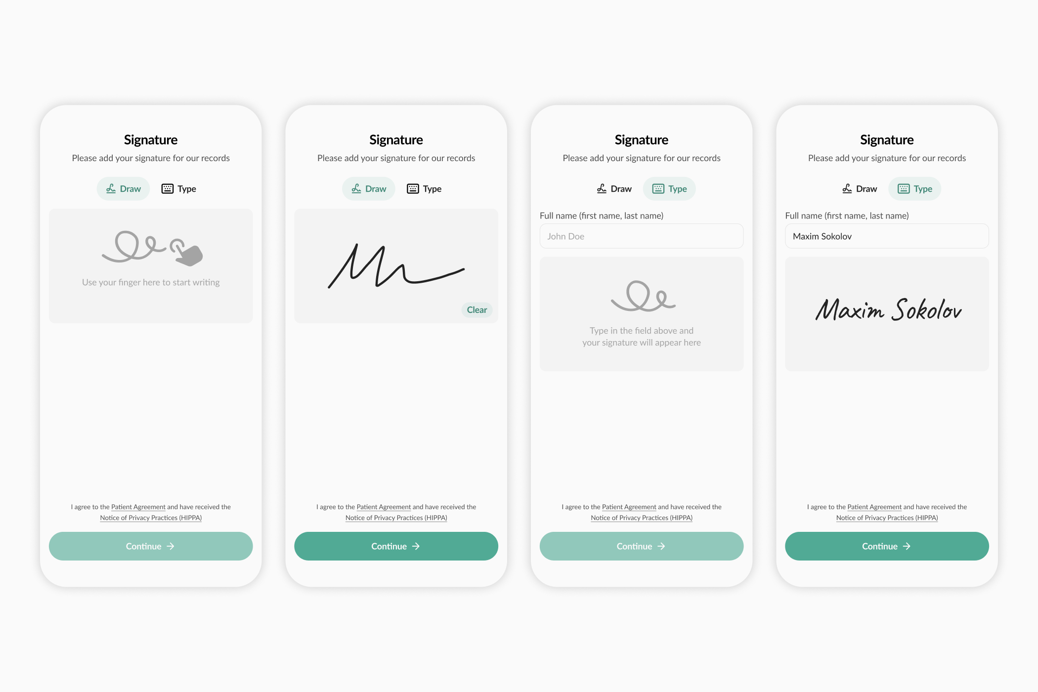 Final SignaturePad solution, Type mode