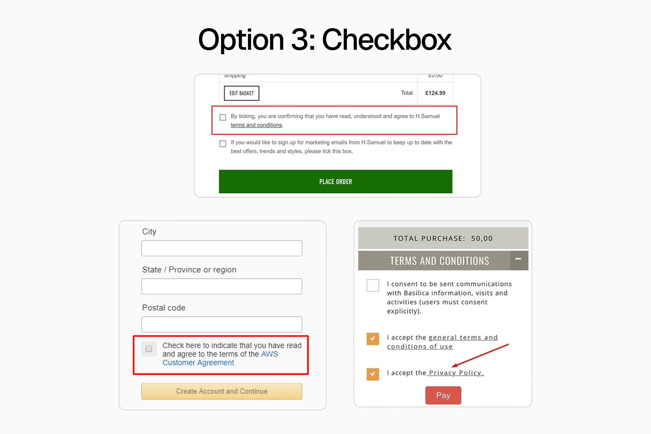 Option 3: Checkbox e-signature reference