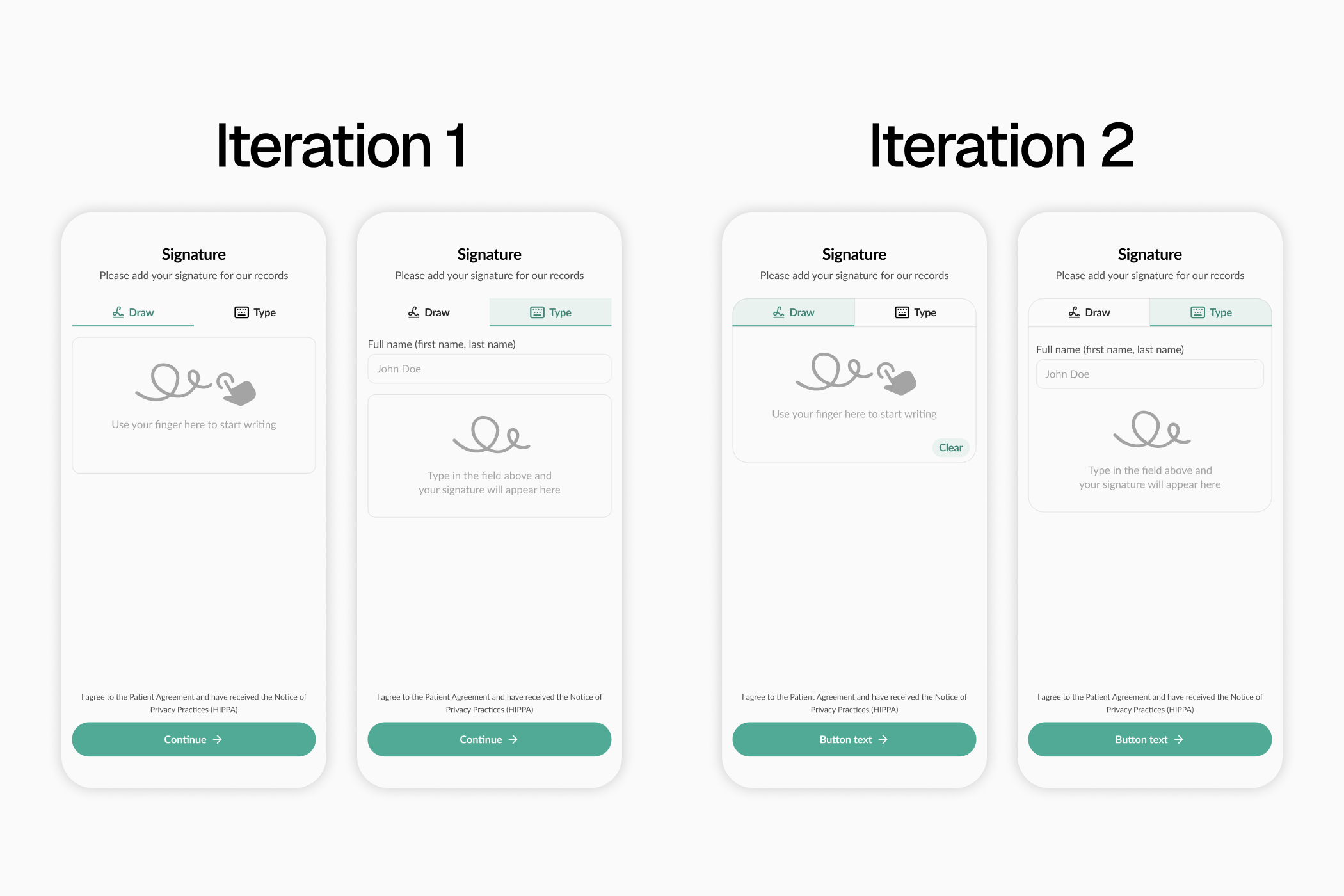 SignaturePad Tab and Button Group layout exploration
